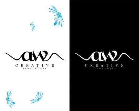 Handwriting script letter aw, wa logo design vector Illustrazione stock