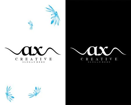 Handwriting script letter ax, xa logo design vector Stock Illustration