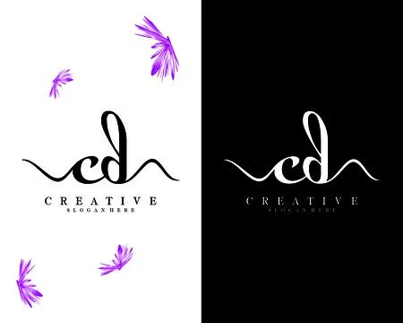 Handwriting script letter cd, dc logo design vector Stock Illustration