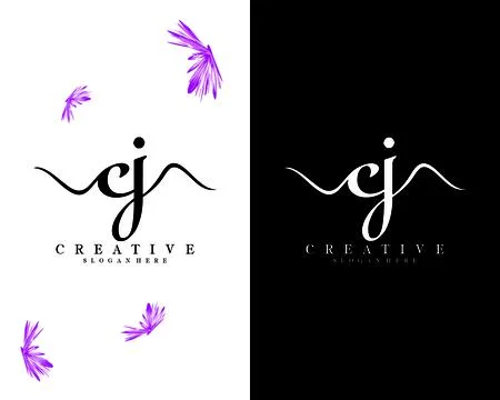 Handwriting script letter cj, jc logo design vector Stock Illustration