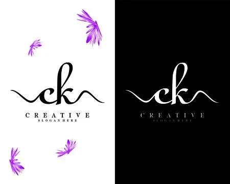 Handwriting script letter ck, kc logo design vector Illustrazione stock