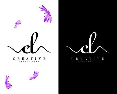 Handwriting script letter cl, lc logo design vector Stock Illustration