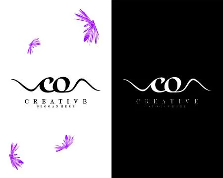 Handwriting script letter co, oc logo design vector Stock Illustration