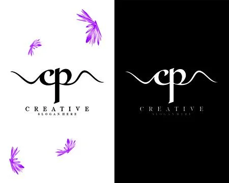 Handwriting script letter cp, pc logo design vector Illustrazione stock