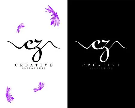 Handwriting script letter cz, zc logo design vector Illustrazione stock