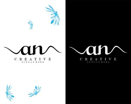 Handwriting script letter an, na logo design vector Stock Illustration