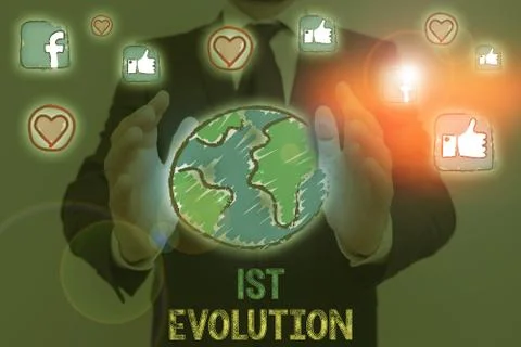 Handwriting text 1St Evolution. Concept meaning Change in the genetic features Foto stock