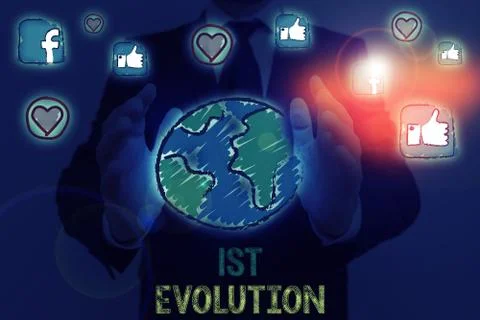 Handwriting text 1St Evolution. Concept meaning Change in the genetic features 스톡 사진