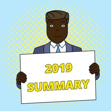 Handwriting text 2019 Summary. Concept meaning brief comprehensive especially Illustrazione stock