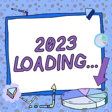 Handwriting text 2023 Loading.... Word for a year composed of a series of events Stock Illustration