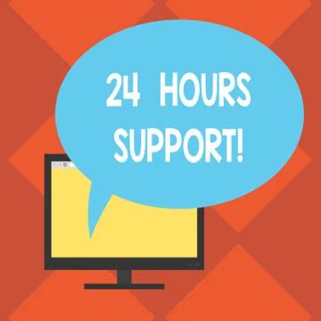 Handwriting text 24 Hours Support. Concept meaning services require running Stock Illustration