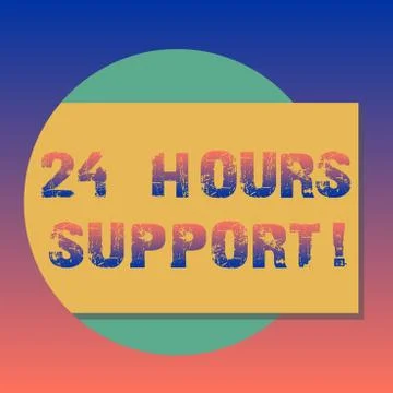 Handwriting text 24 Hours Support. Concept meaning services require running Stock Illustration