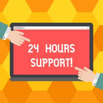 Handwriting text 24 Hours Support. Concept meaning services require running Stock Illustration