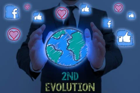 Handwriting text 2Nd Evolution. Concept meaning change in the heritable features 스톡 사진