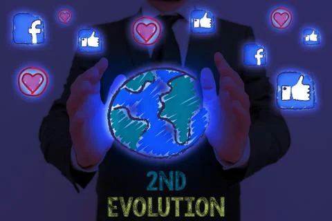 Handwriting text 2Nd Evolution. Concept meaning change in the heritable features Foto stock