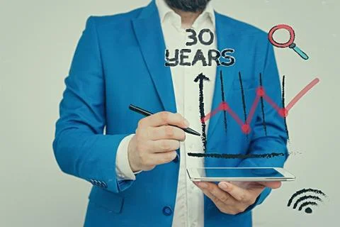 Handwriting text 30 Years. Concept meaning Remembering or honoring special day Stock Photos