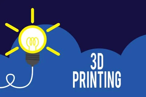 Handwriting text 3D Printing. Concept meaning making a physical object from a Illustrazione stock