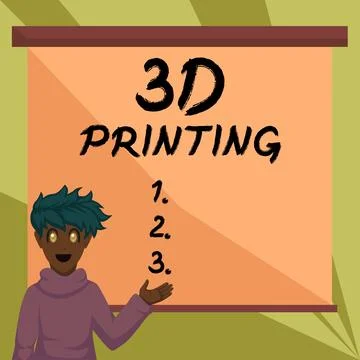 Handwriting text 3D Printing. Concept meaning making a physical object from a Stock Illustration