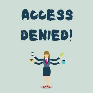 Handwriting text Access Denied. Concept meaning error message shown when you do 스톡 일러스트