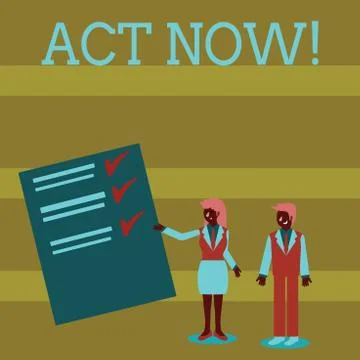Handwriting text Act Now. Concept meaning do not hesitate and start working or 스톡 일러스트