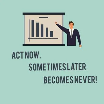 Handwriting text Act Now Sometimes Later Becomes Never. Concept meaning Do イラスト素材