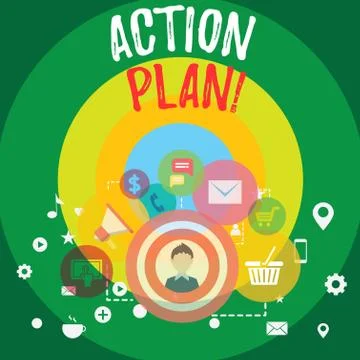 Handwriting text Action Plan. Concept meaning proposed strategy or course of Stock Illustration