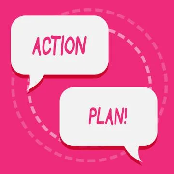 Handwriting text Action Plan. Concept meaning proposed strategy or course of Stockillustratie