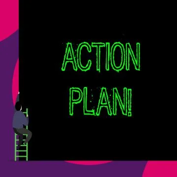Handwriting text Action Plan. Concept meaning proposed strategy or course of Stock Illustration