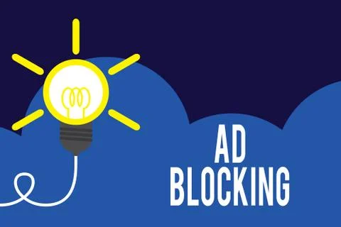 Handwriting text Ad Blocking. Concept meaning program that will remove different 库存插图