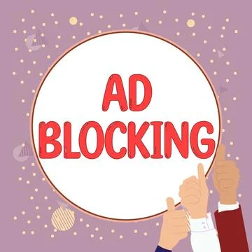 Handwriting text Ad Blocking. Word Written on program that will remove different Stock Illustration