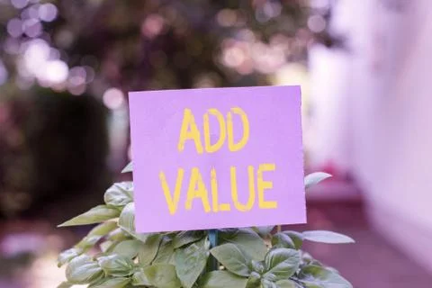 Handwriting text Add Value. Concept meaning an improvement or addition to 写真素材