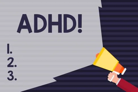 Handwriting text Adhd. Concept meaning Learning made easier for children Stock Illustration