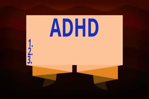 Handwriting text Adhd. Concept meaning Mental health disorder of children Stock Illustration