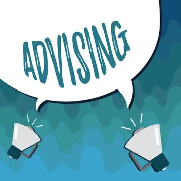Handwriting text Advising. Concept meaning Give advice recommendation assistance Stock Illustration