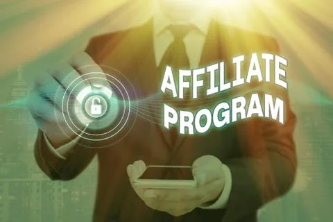 Handwriting text Affiliate Program. Concept meaning Automated platform of two or Stock Photos