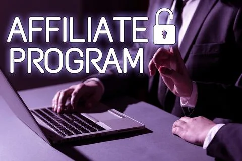 Handwriting text Affiliate Program. Word for Automated platform of two or more Stock Photos