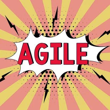 Handwriting text Agile. Word for iterative approach to software delivery builds Stock Illustration