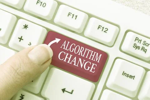 Handwriting text Algorithm Change. Business concept change in procedure designed Stock Photos