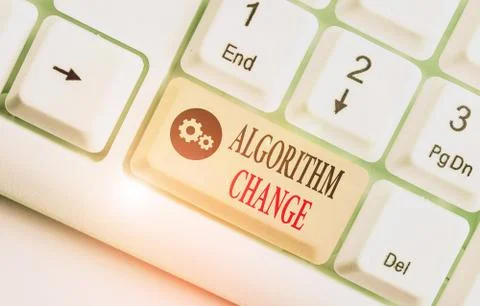 Handwriting text Algorithm Change. Concept meaning change in procedure designed Foto stock