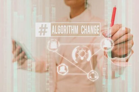 Handwriting text Algorithm Change. Concept meaning change in procedure designed 写真素材