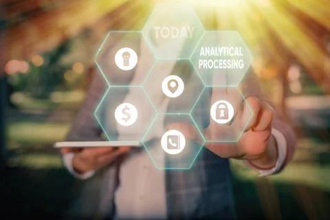 Handwriting text Analytical Processing. Concept meaning easily View Write Foto stock