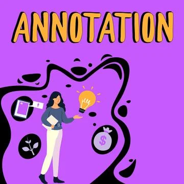 Handwriting text Annotation. Business concept note added by way of comment or Stock Illustration