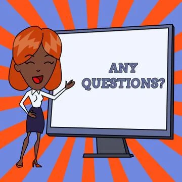 Handwriting text Any Questions Question. Concept meaning Asking for inquiry Ilustração Stock