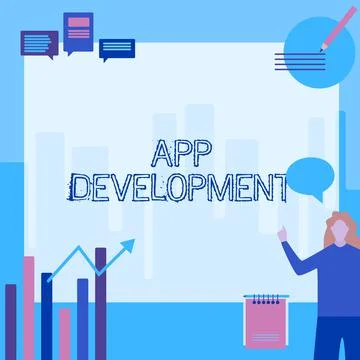 Handwriting text App Development. Business showcase Development services for Illustrazione stock