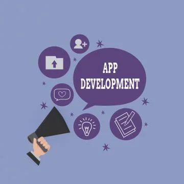 Handwriting text App Development. Concept meaning Development services for Ilustración de archivo