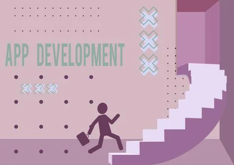 Handwriting text App Development. Concept meaning producing computer software 스톡 일러스트