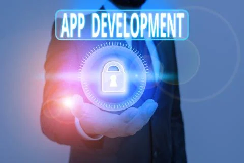 Handwriting text App Development. Concept meaning the act or process by which a Stockfoto's
