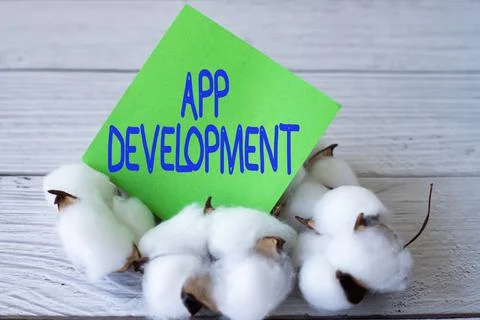 Handwriting text App Development. Concept meaning the act or process by which a 库存照片