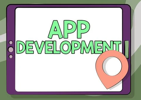 Handwriting text App Development. Conceptual photo Development services for 스톡 일러스트