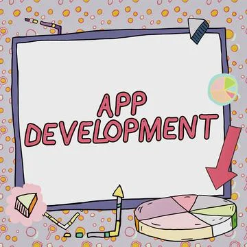 Handwriting text App Development. Word Written on producing computer software 스톡 일러스트